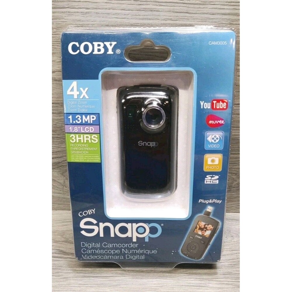 Coby Snapp CAM3005 Digital Camcorder 1.3MP 1.8 LCD SDHC Pocket Camera Black NEW